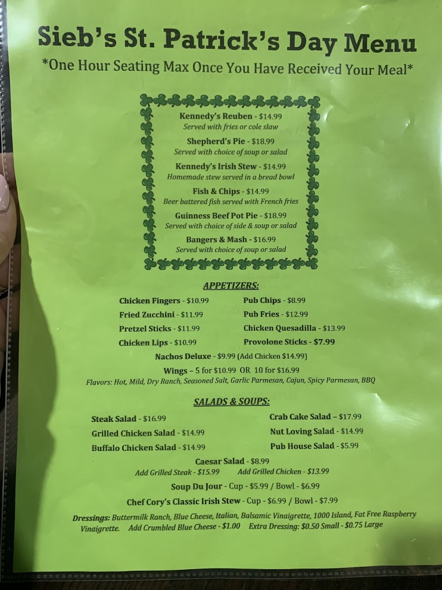 Menu Sieb's Pub & Restaurant-2