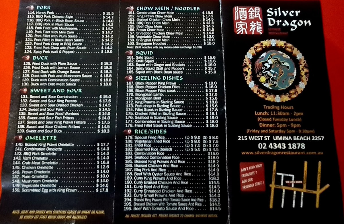 Menu Silver Dragon Chinese Restaurant-1