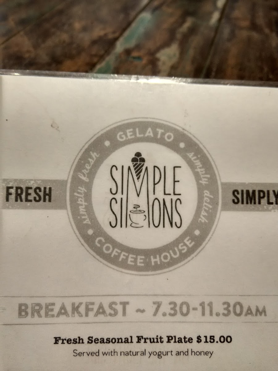 Menu Simple Simons Gelato Coffee House Cafe-10