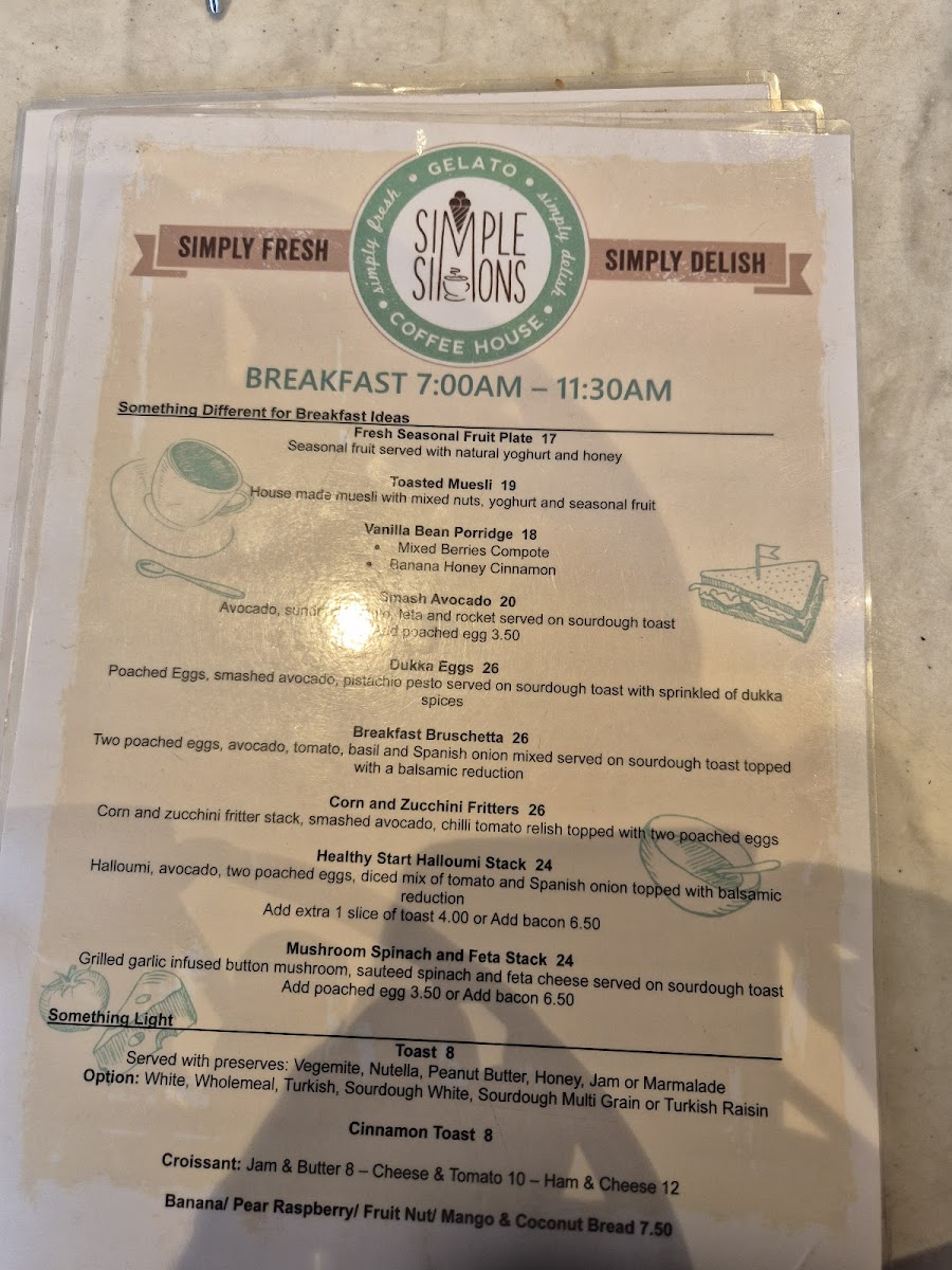 Menu Simple Simons Gelato Coffee House Cafe-2