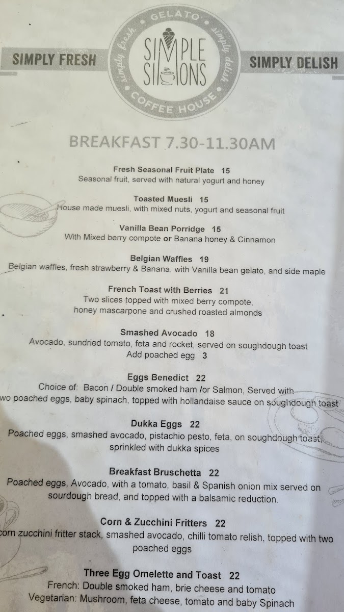 Menu Simple Simons Gelato Coffee House Cafe-5