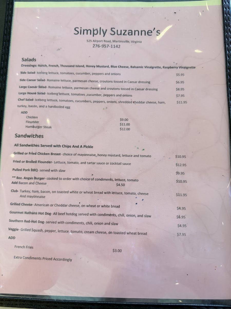 Menu Simply Suzanne's Cafe-1