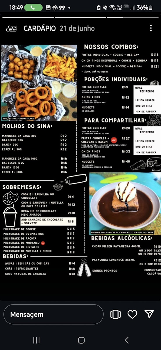 Menu Sina - Burgers, Shakes E Cookies - Juvevê-7