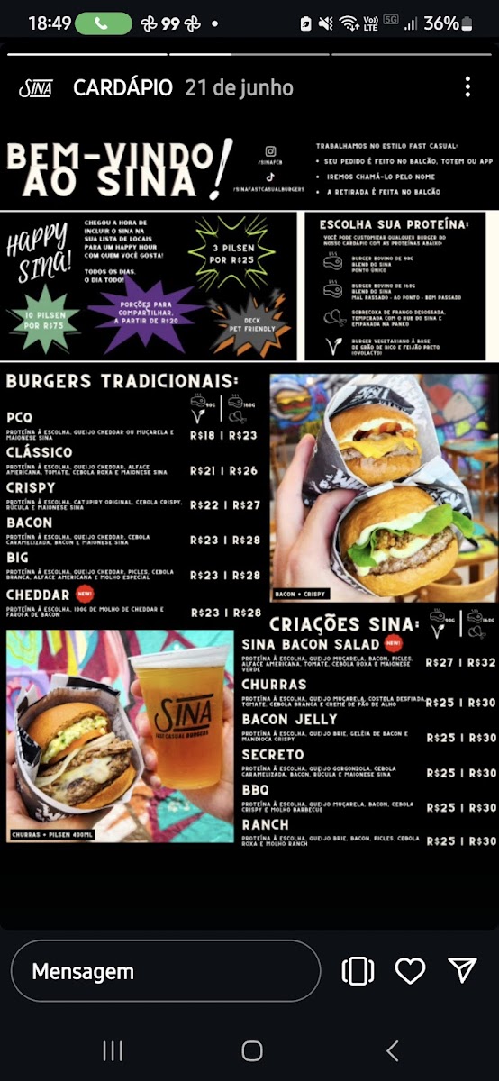 Menu Sina - Burgers, Shakes E Cookies - Juvevê-8