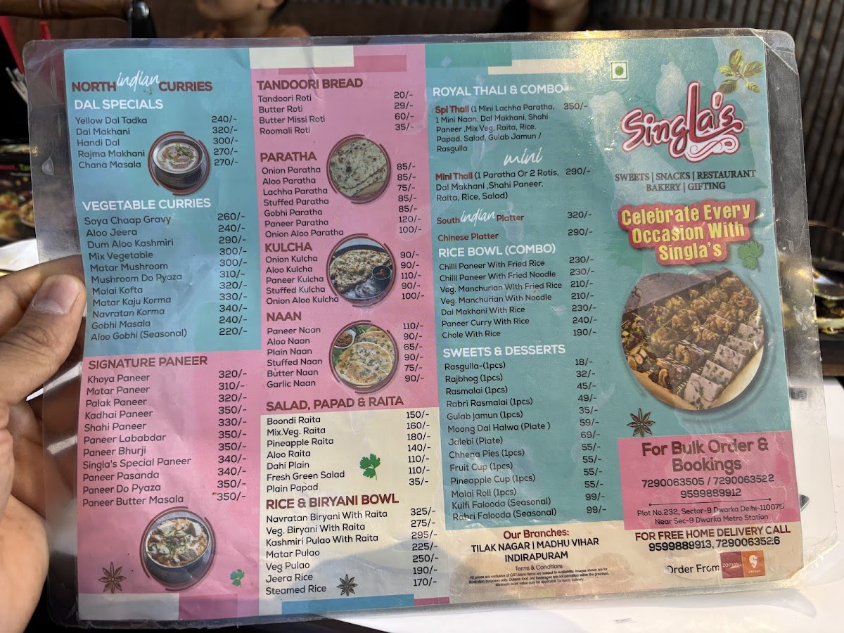 Menu Singla's Sweets Bakery & Restaurant - Dwarka-4
