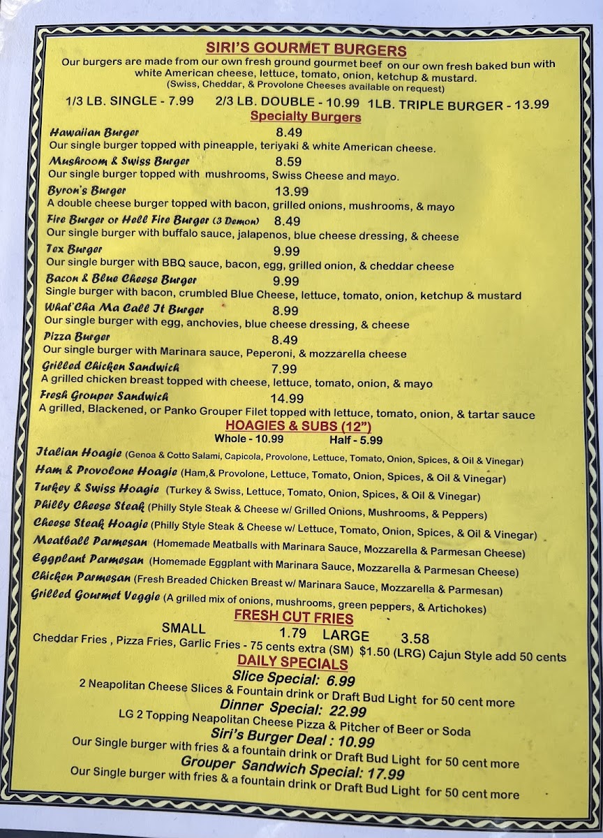 Menu Siri's Gourmet Burgers & Pizza-10
