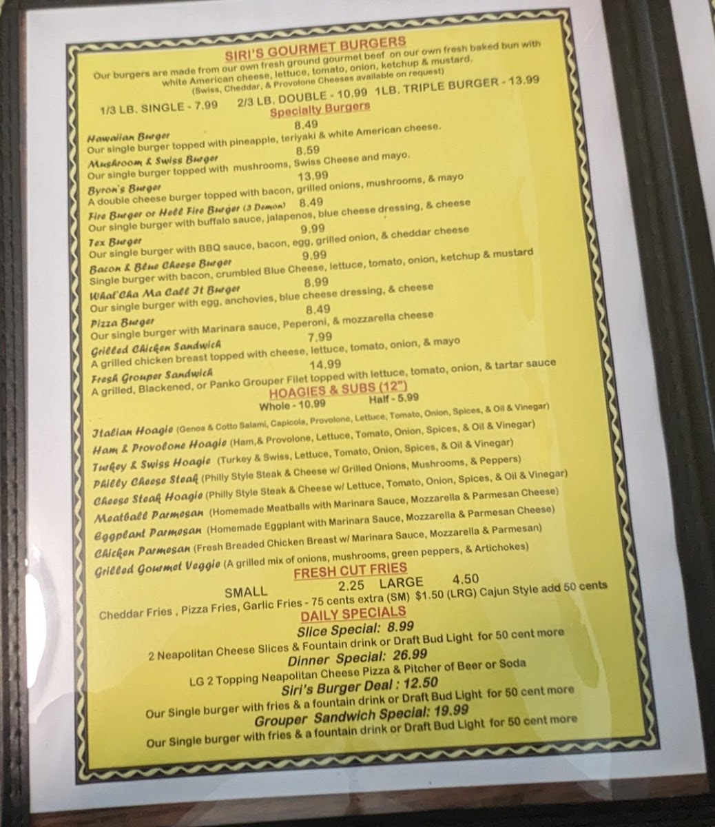 Menu Siri's Gourmet Burgers & Pizza-5