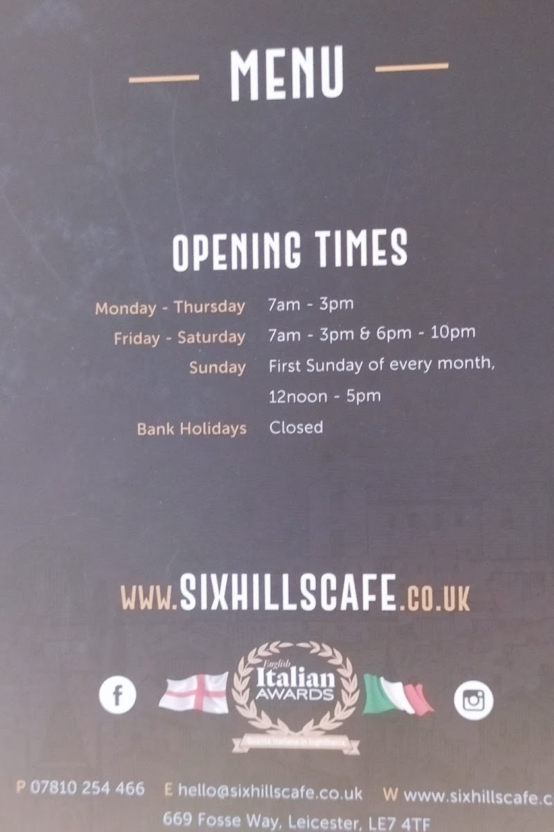 Menu Six Hills Café, Bakery & Pizzeria-8