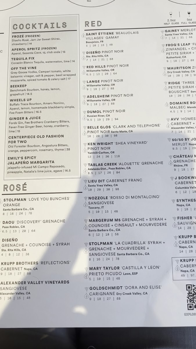 Menu Sixty Vines Foggy Bottom-2