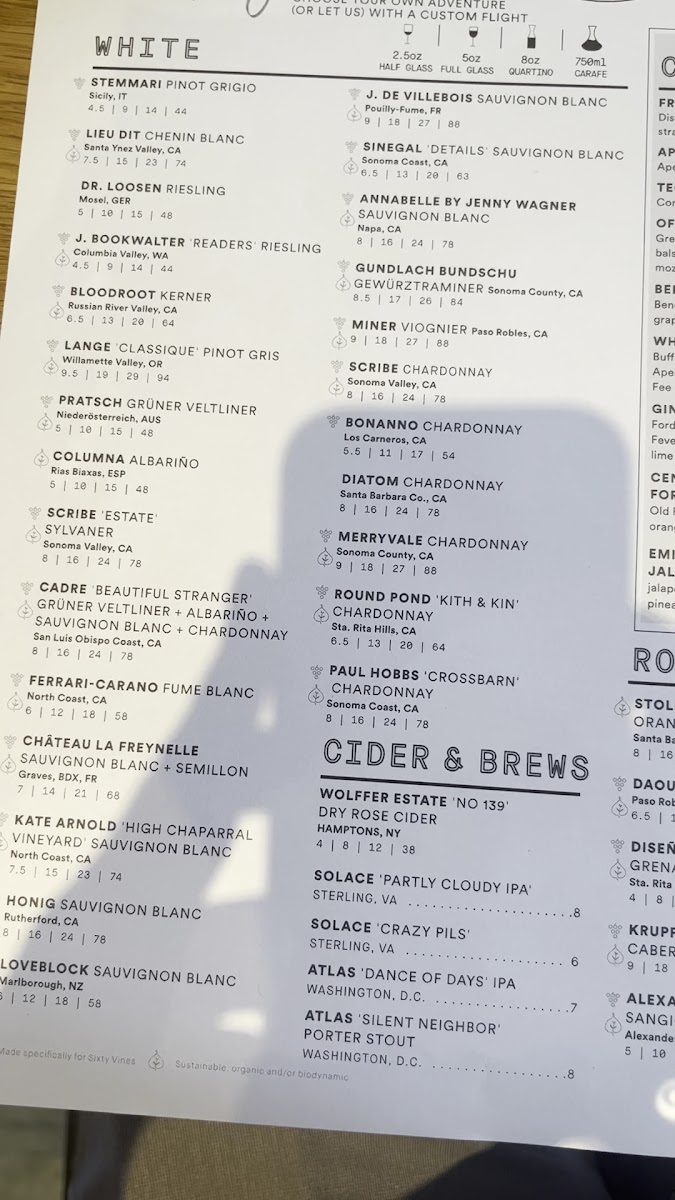 Menu Sixty Vines Foggy Bottom-4