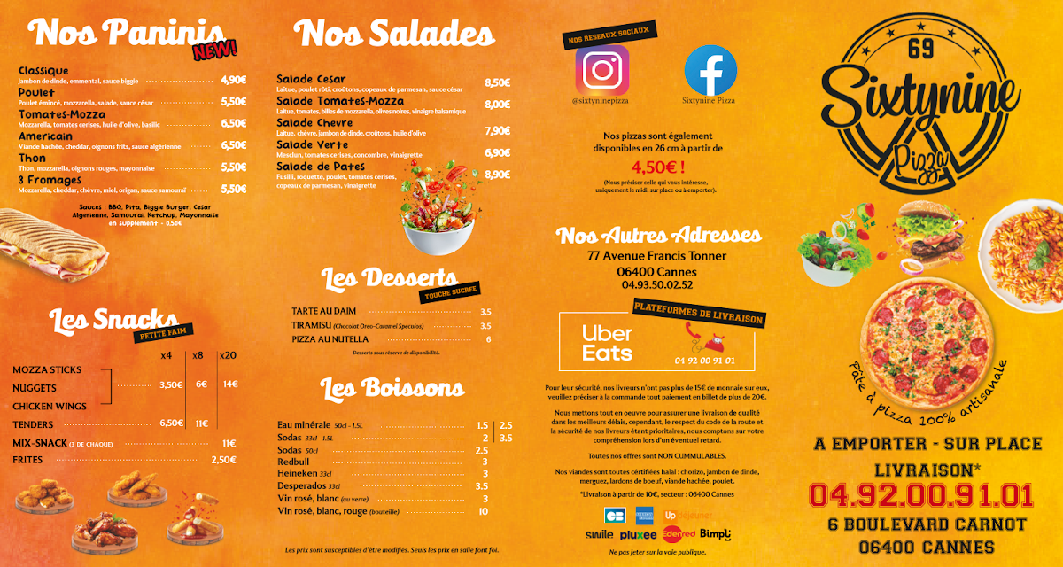 Menu Sixtynine Pizza - Cannes Carnot-2