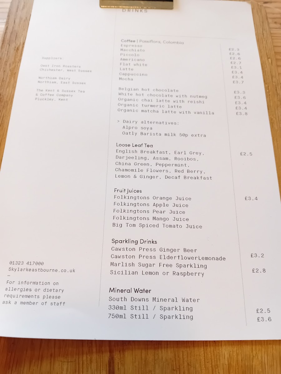 Menu Skylark-4