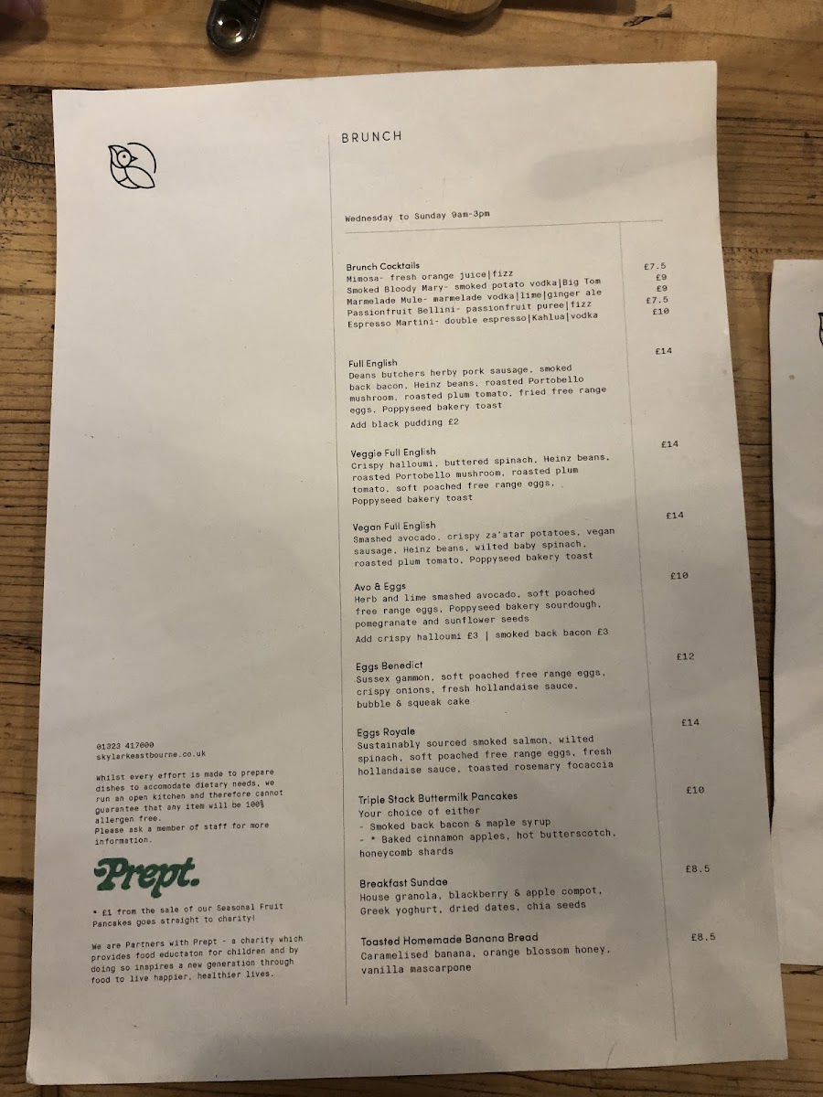 Menu Skylark-5