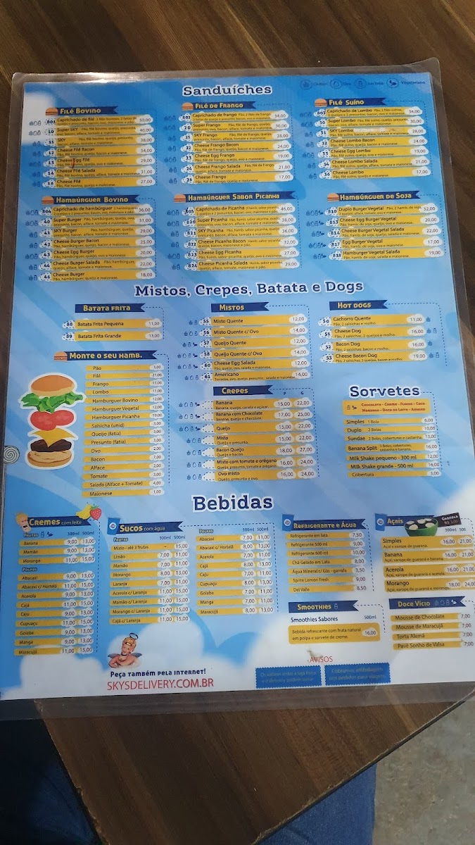 Menu Sky's Burger 716 Norte-1