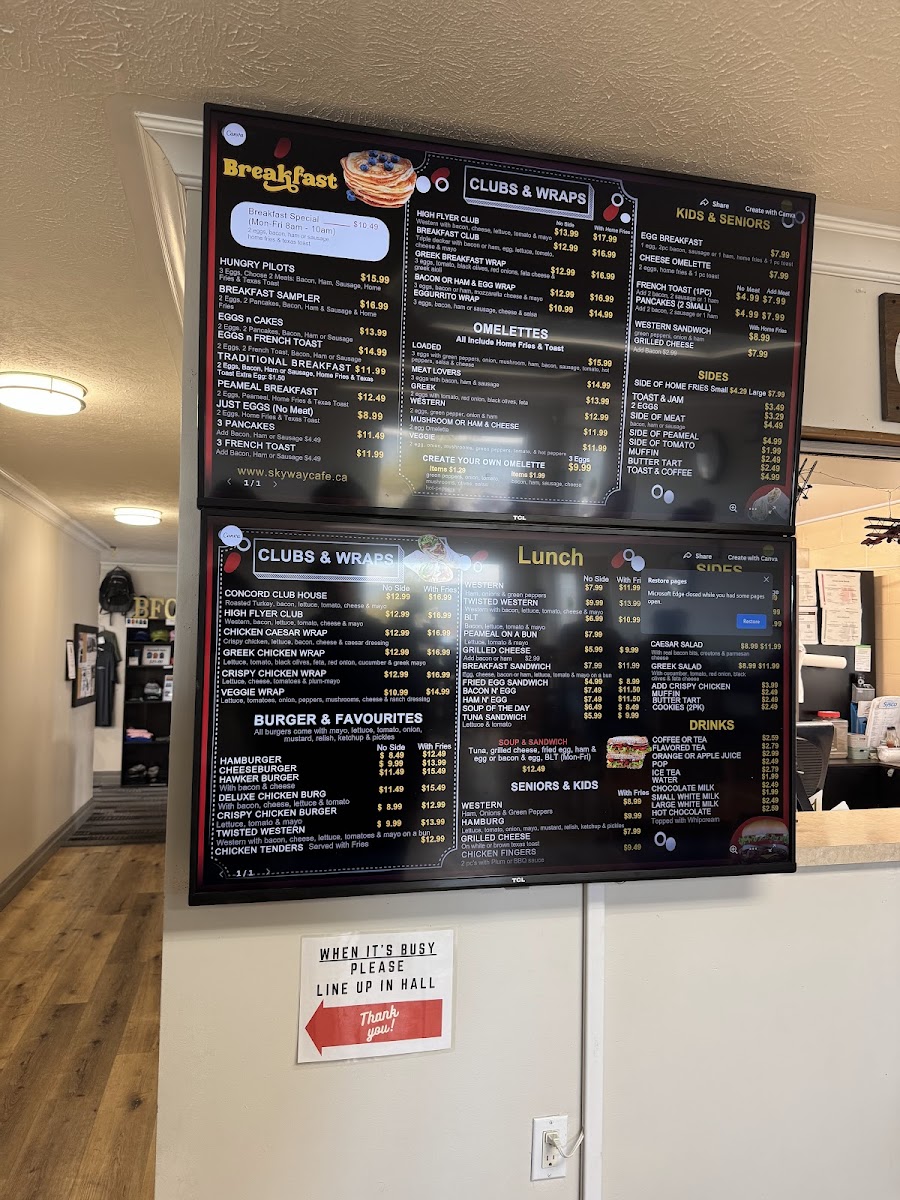 Menu Skyway Cafe - Brantford-1