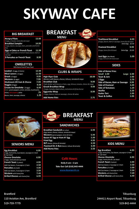 Menu Skyway Cafe - Brantford-2