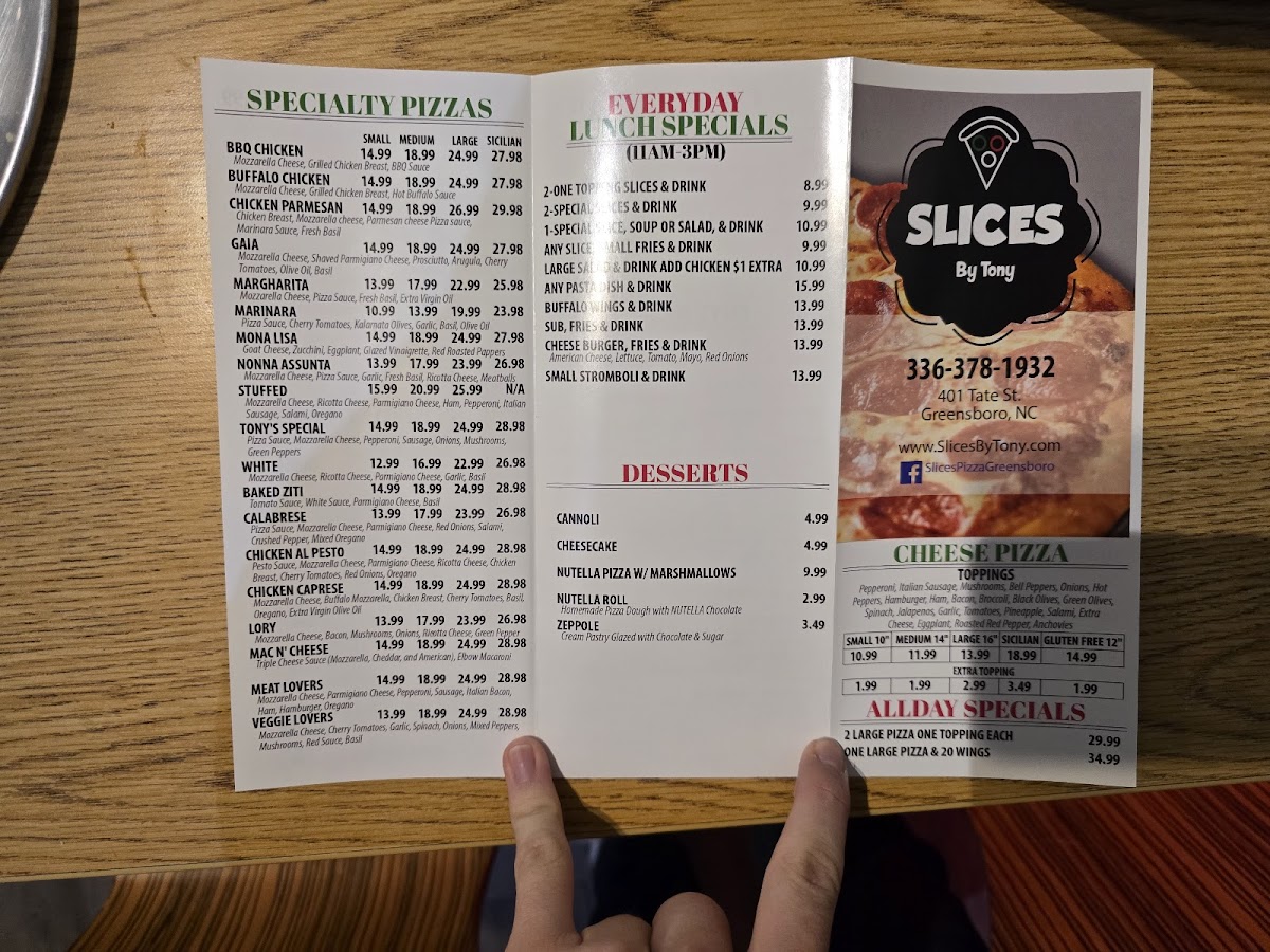 Menu Slices Pizza By Tony-2