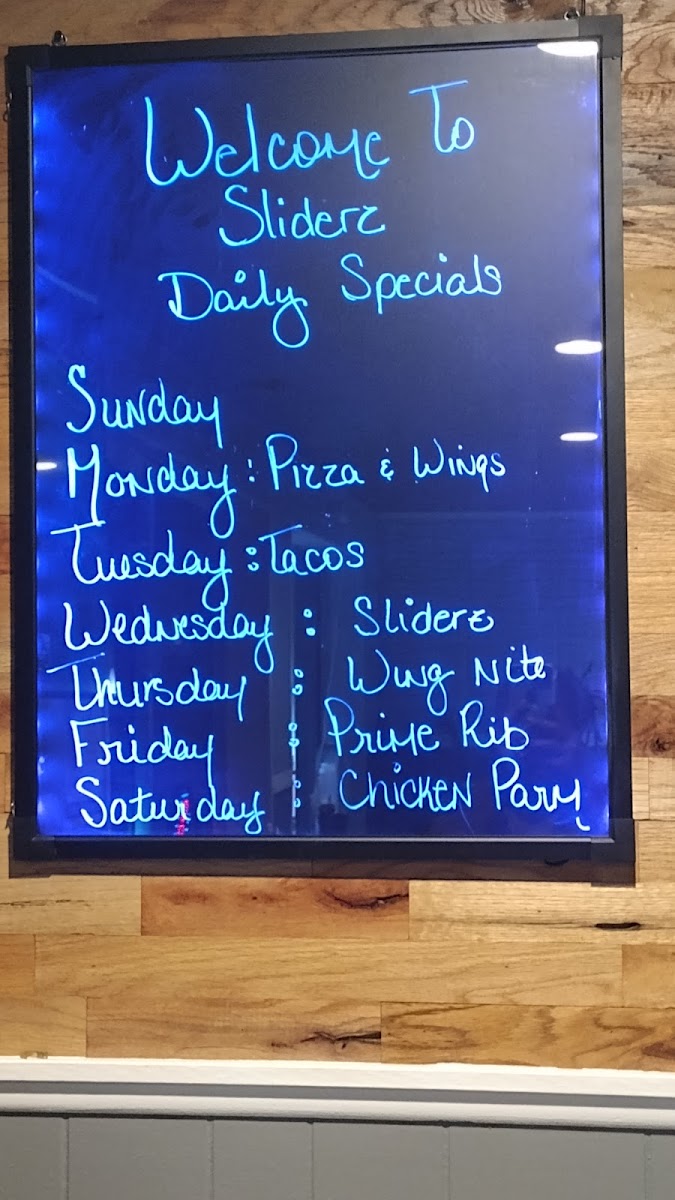 Menu Sliderz All American Bar And Grill-1