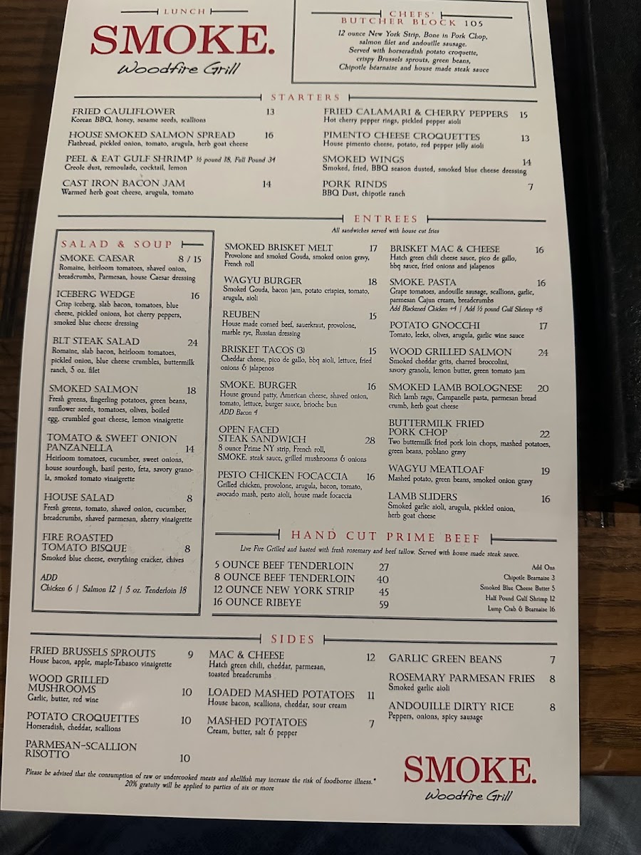 Menu Smoke. Woodfire Grill-2