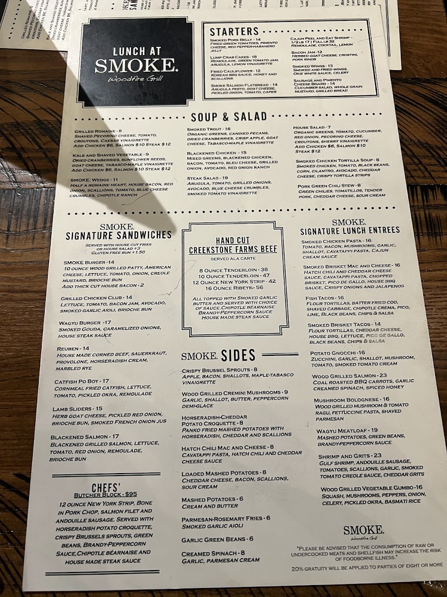 Menu Smoke. Woodfire Grill-6