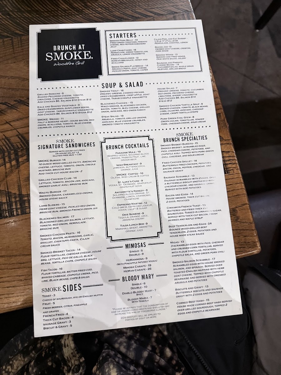 Menu Smoke. Woodfire Grill-7