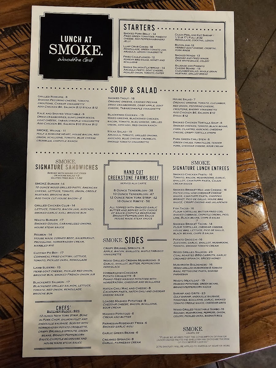 Menu Smoke. Woodfire Grill-9
