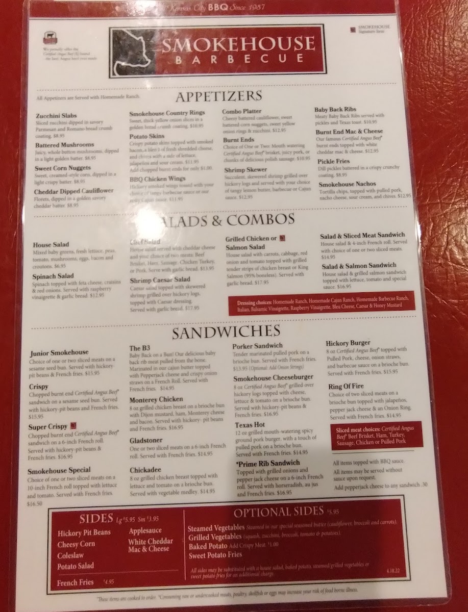 Menu Smokehouse Barbecue-Gladstone Mo-2