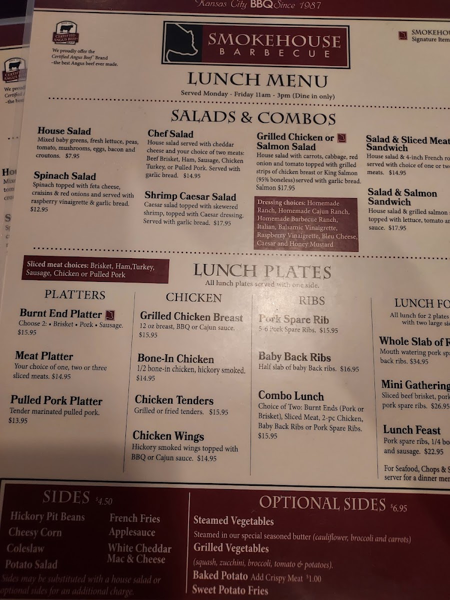 Menu Smokehouse Barbecue-Gladstone Mo-4