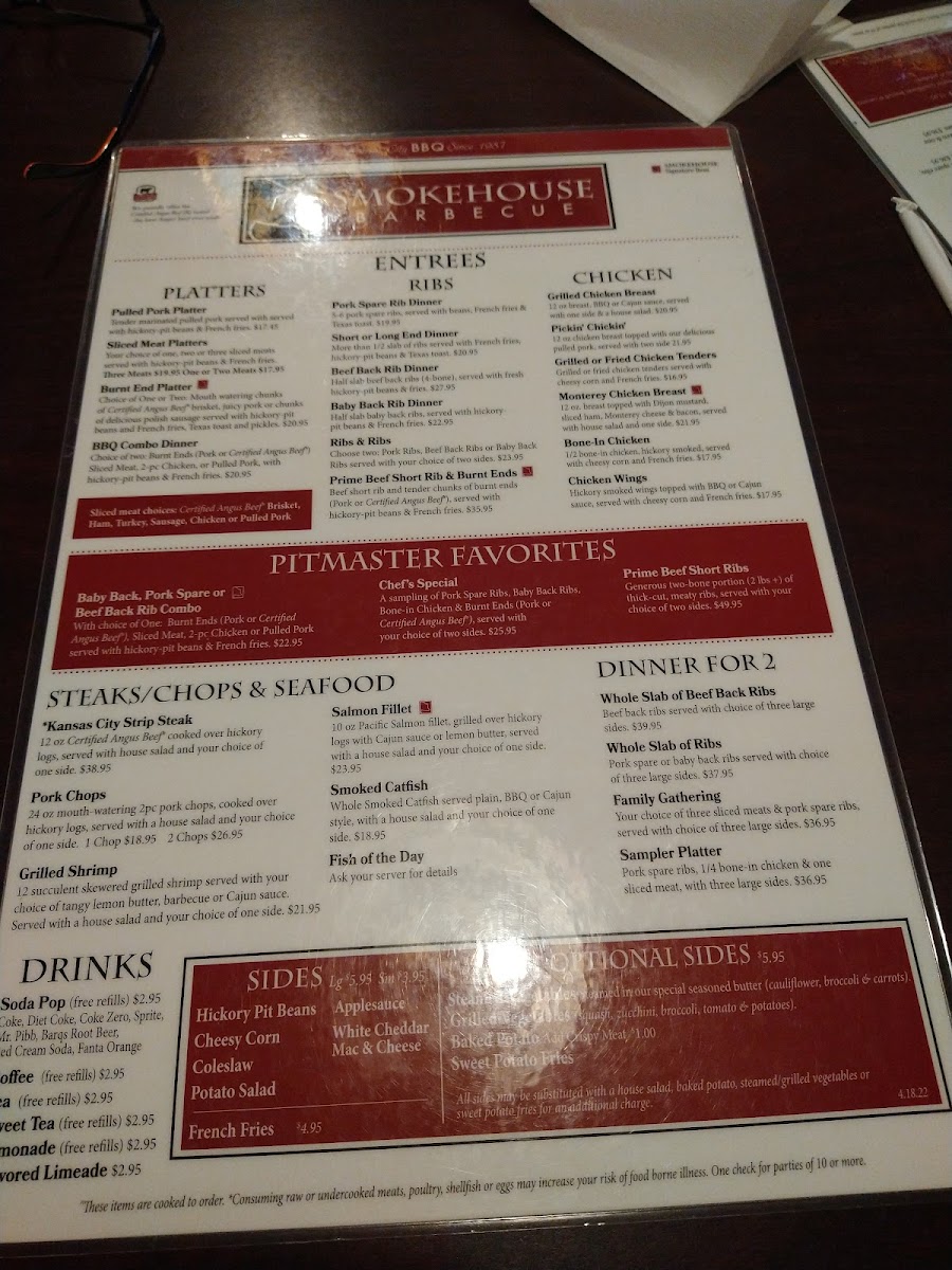 Menu Smokehouse Barbecue-Gladstone Mo-5