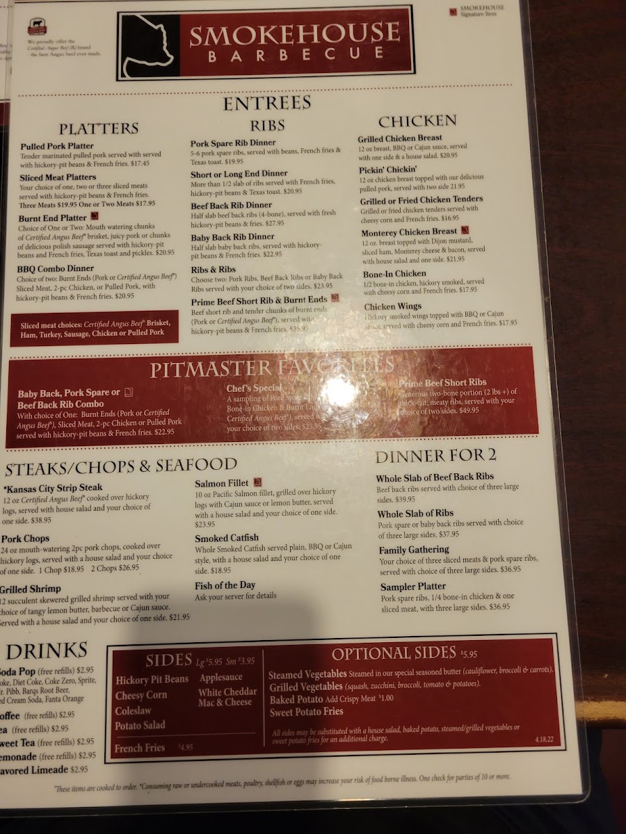 Menu Smokehouse Barbecue-Gladstone Mo-6