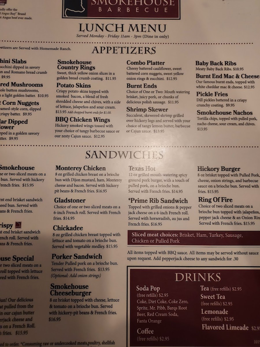 Menu Smokehouse Barbecue-Gladstone Mo-7