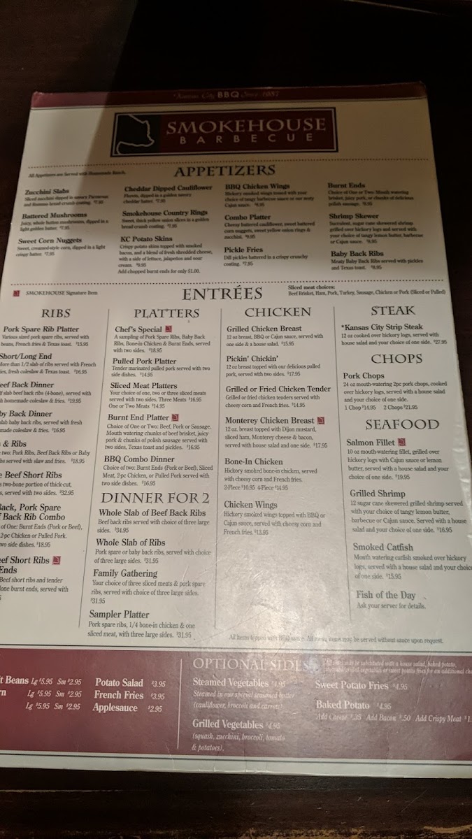 Menu Smokehouse Barbecue-Gladstone Mo-9