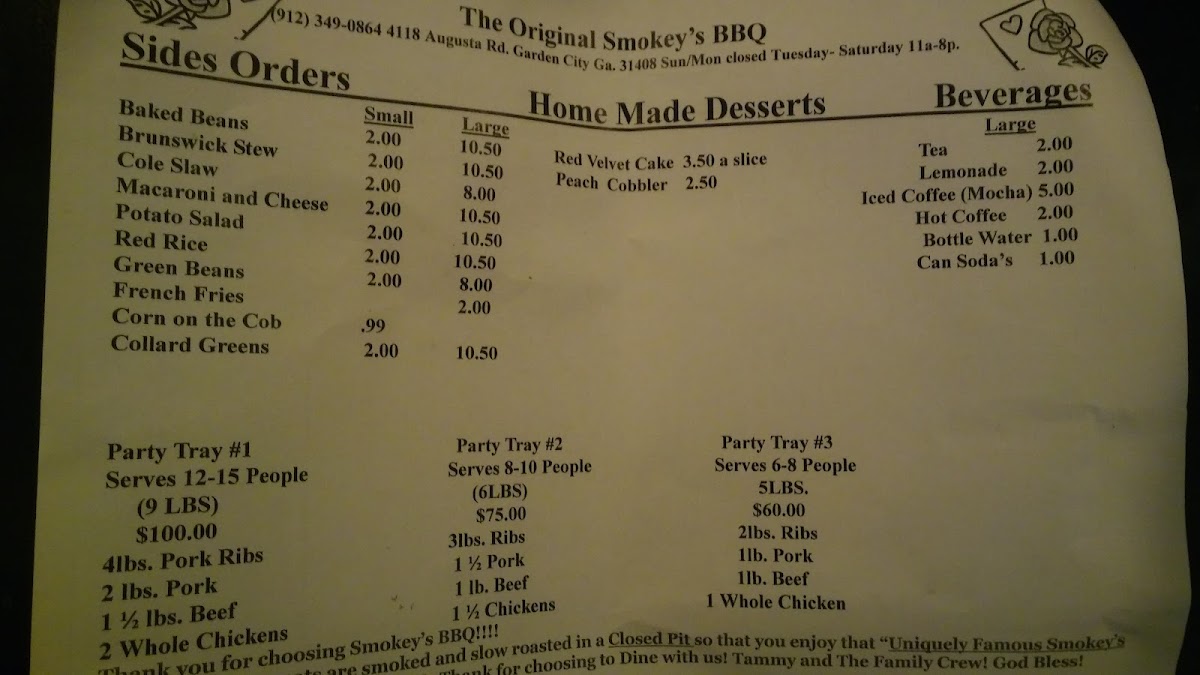 Menu Smokey's Bbq-3
