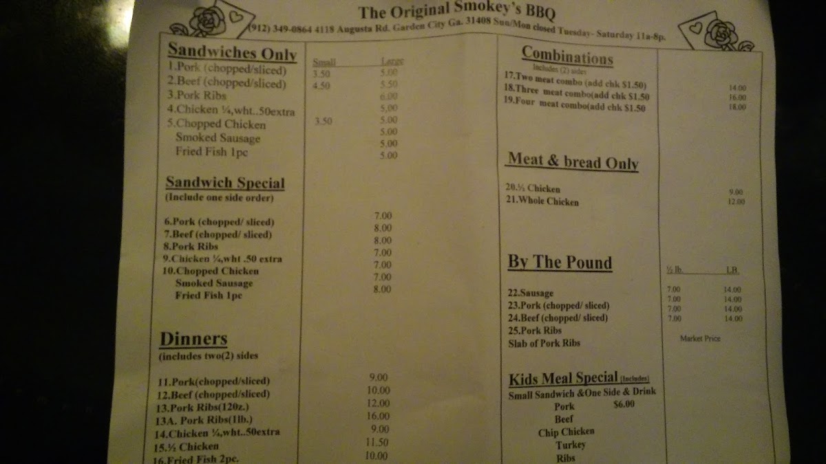 Menu Smokey's Bbq-8