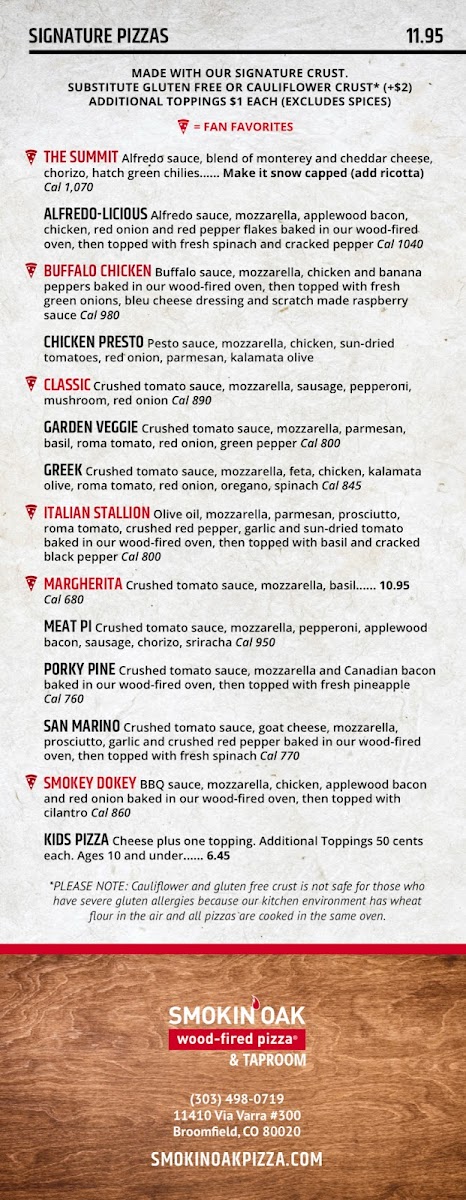 Menu Smokin' Oak Wood-Fired Pizza And Taproom-1