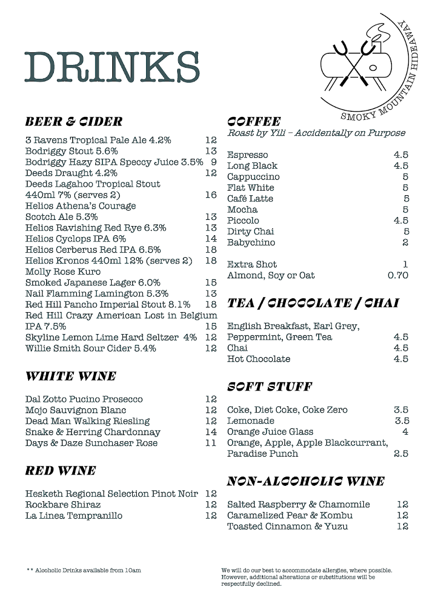 Menu Smoky Mountain Hideaway-1