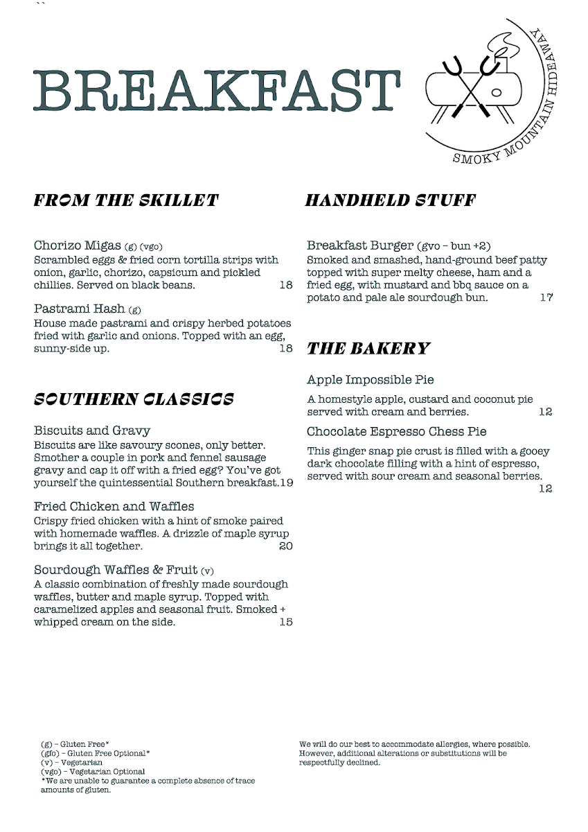 Menu Smoky Mountain Hideaway-2