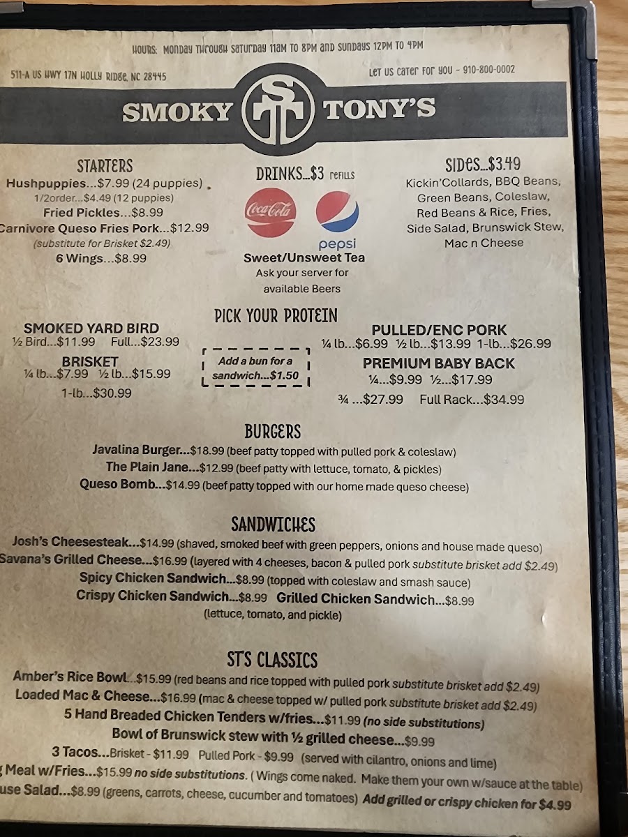 Menu Smoky Tony's Bbq-1