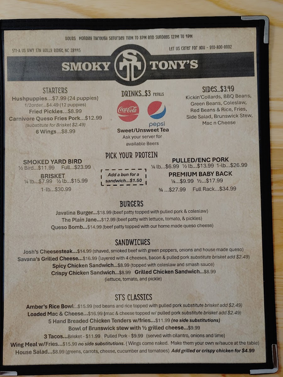 Menu Smoky Tony's Bbq-2