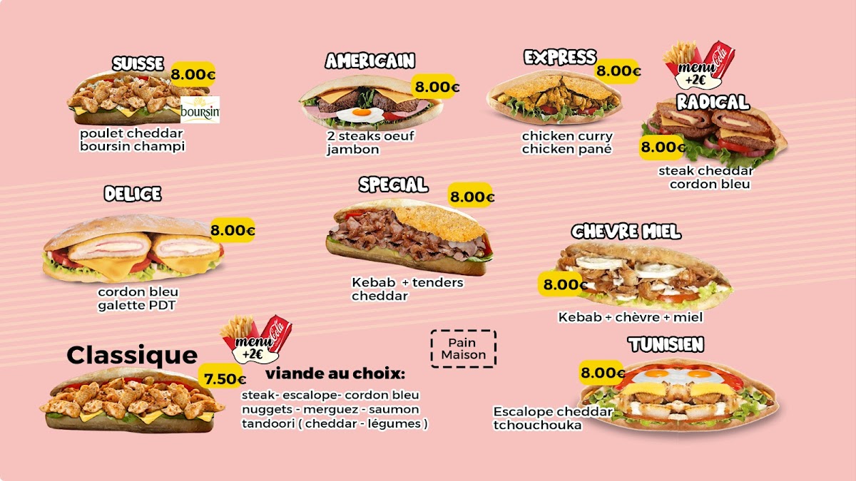 Menu Snack L' Express Pizzas | Burgers | Tacos | Sandwichs |-1