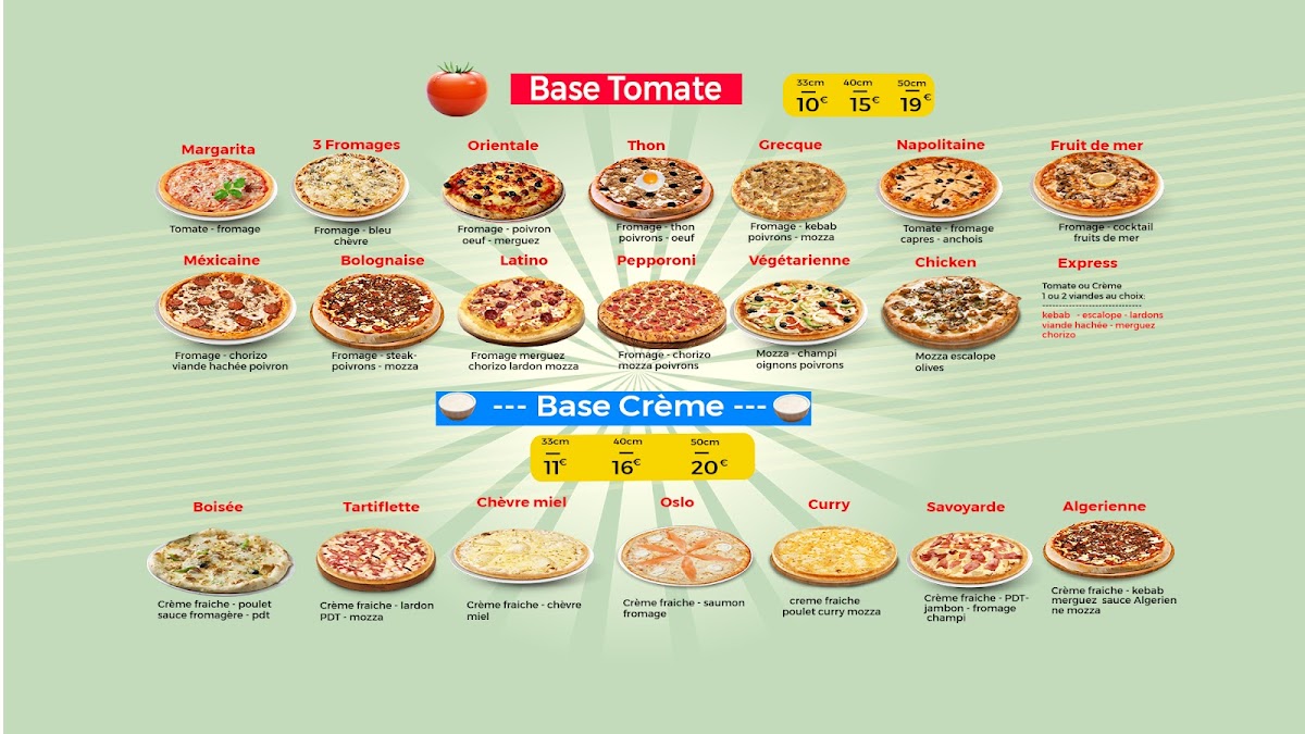 Menu Snack L' Express Pizzas | Burgers | Tacos | Sandwichs |-2