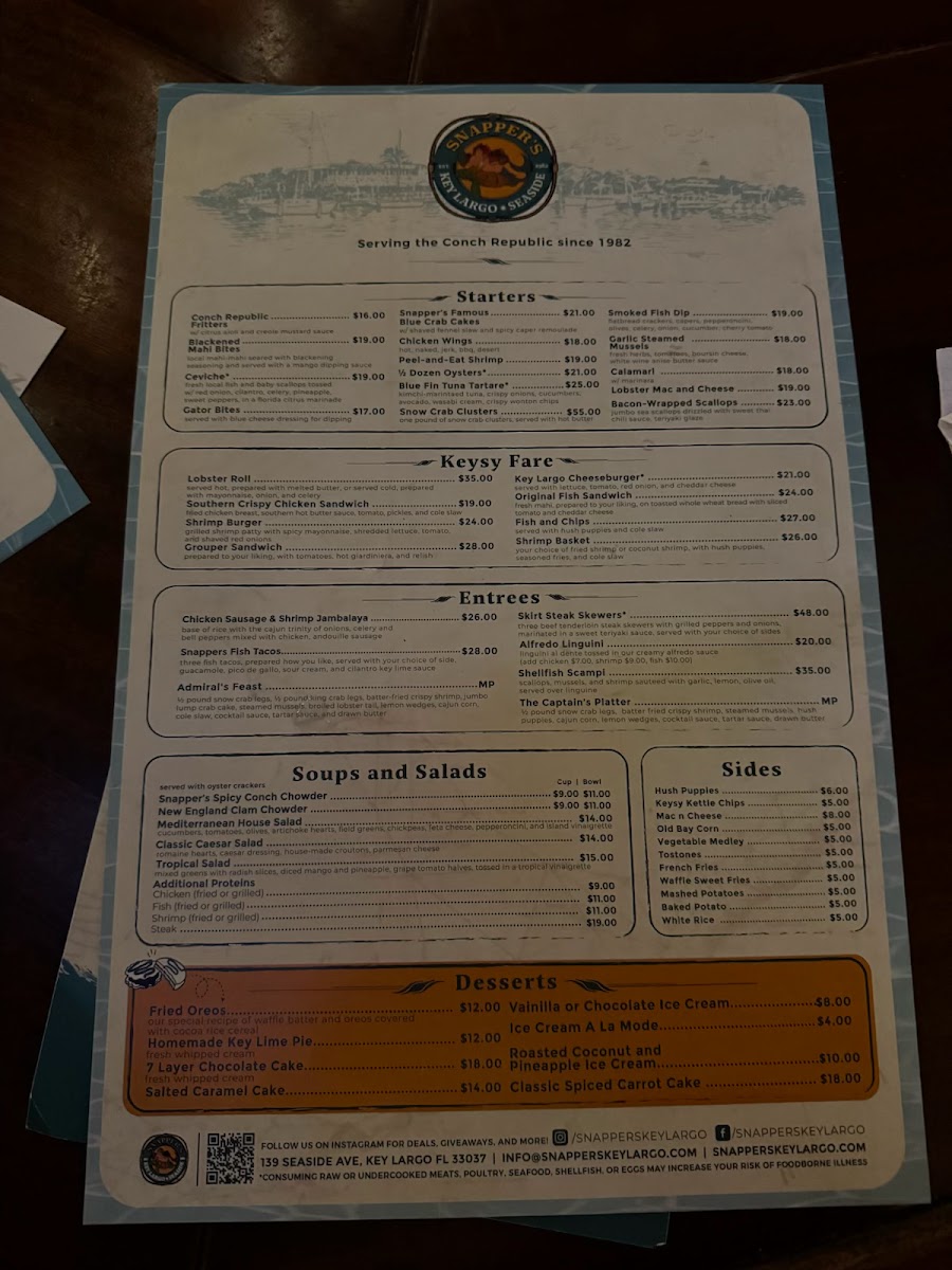 Menu Snappers Oceanfront Restaurant & Bar-4