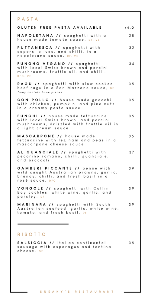 Menu Sneaky's Restaurant-2
