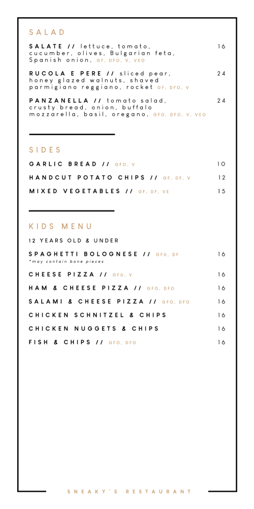 Menu Sneaky's Restaurant-5