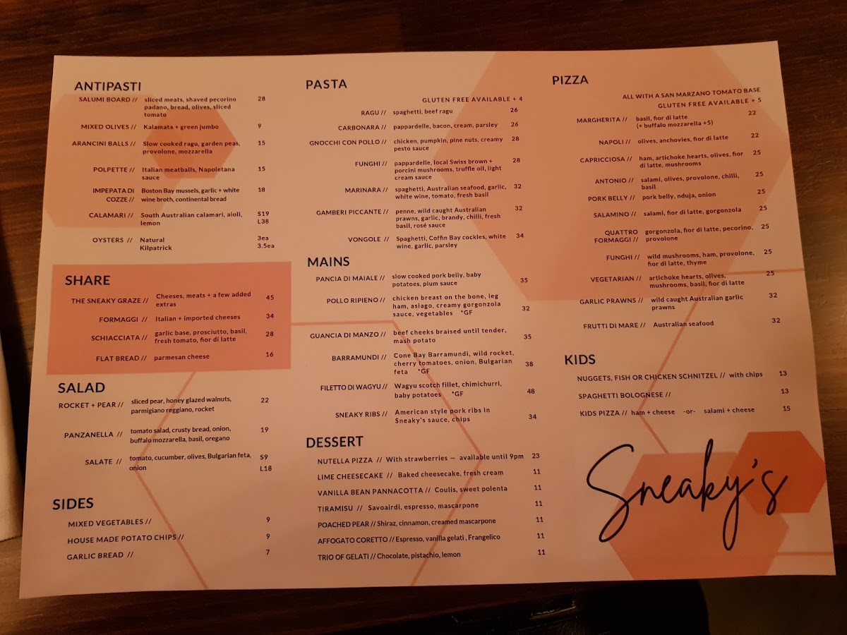 Menu Sneaky's Restaurant-9