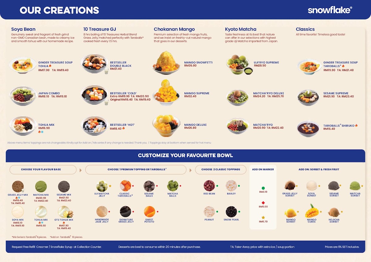 Menu Snowflake Pavilion Kl-1