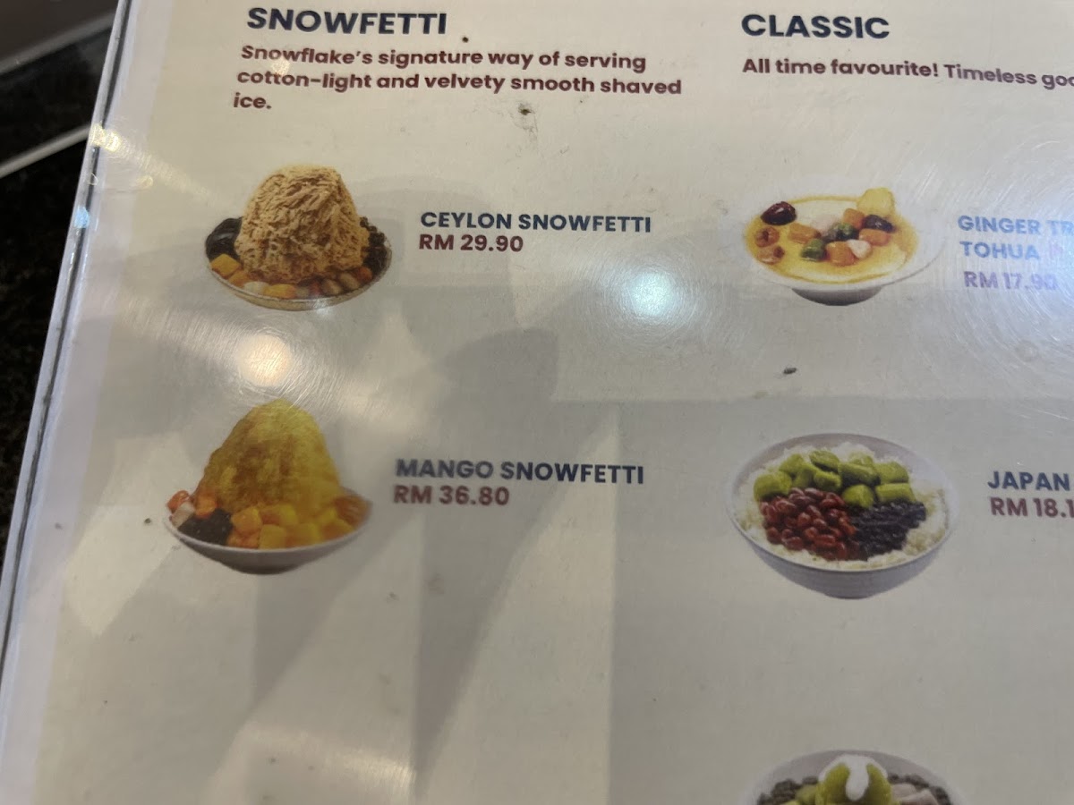 Menu Snowflake Pavilion Kl-6