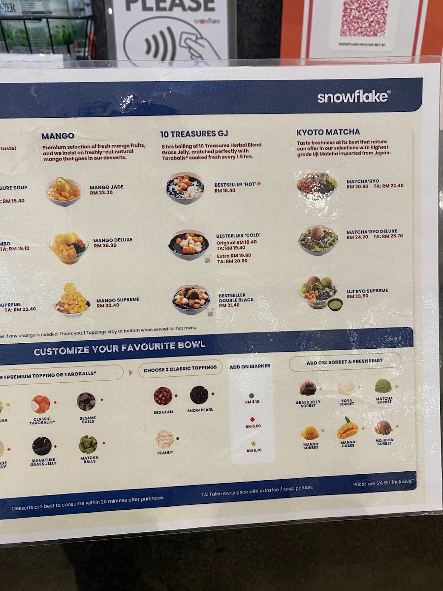 Menu Snowflake Pavilion Kl-9