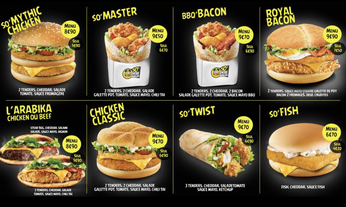 Menu So Drive Burger Marcq En Baroeul-6