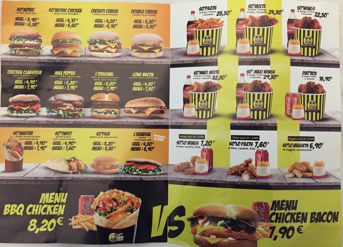Menu So Drive Burger Marcq En Baroeul-7